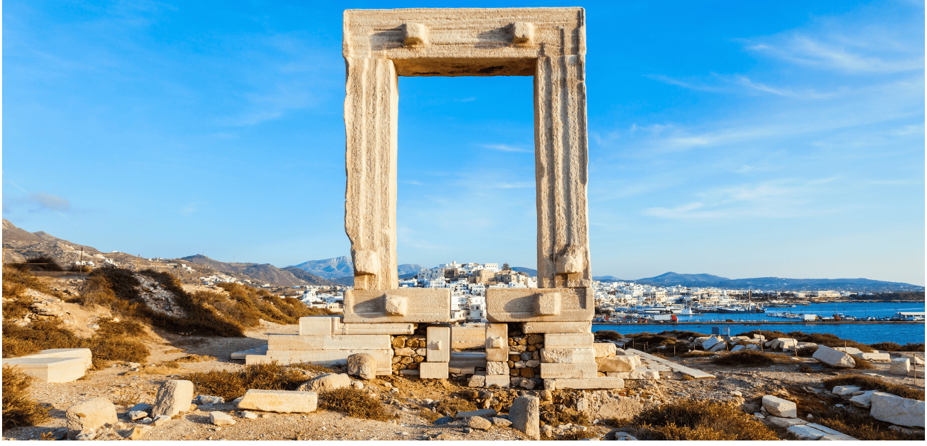 The Portara looking towards Naxos Town