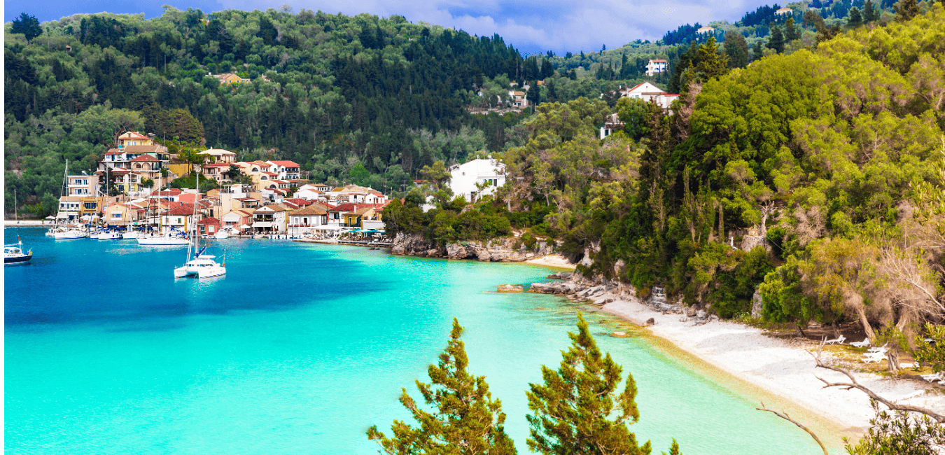 Looking at a seaside village on Paxos