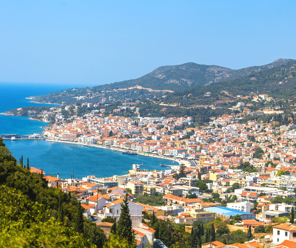 Looking down on Samos Town, Greece