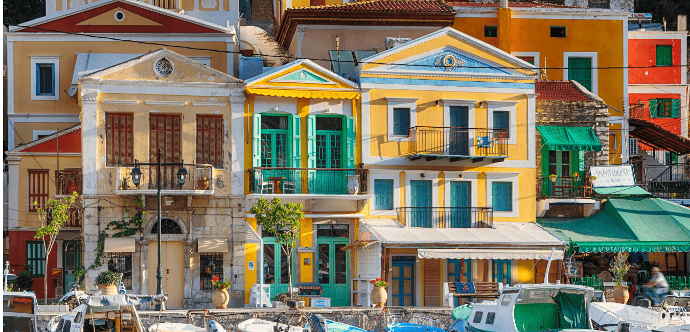 Colourful housing on Symi