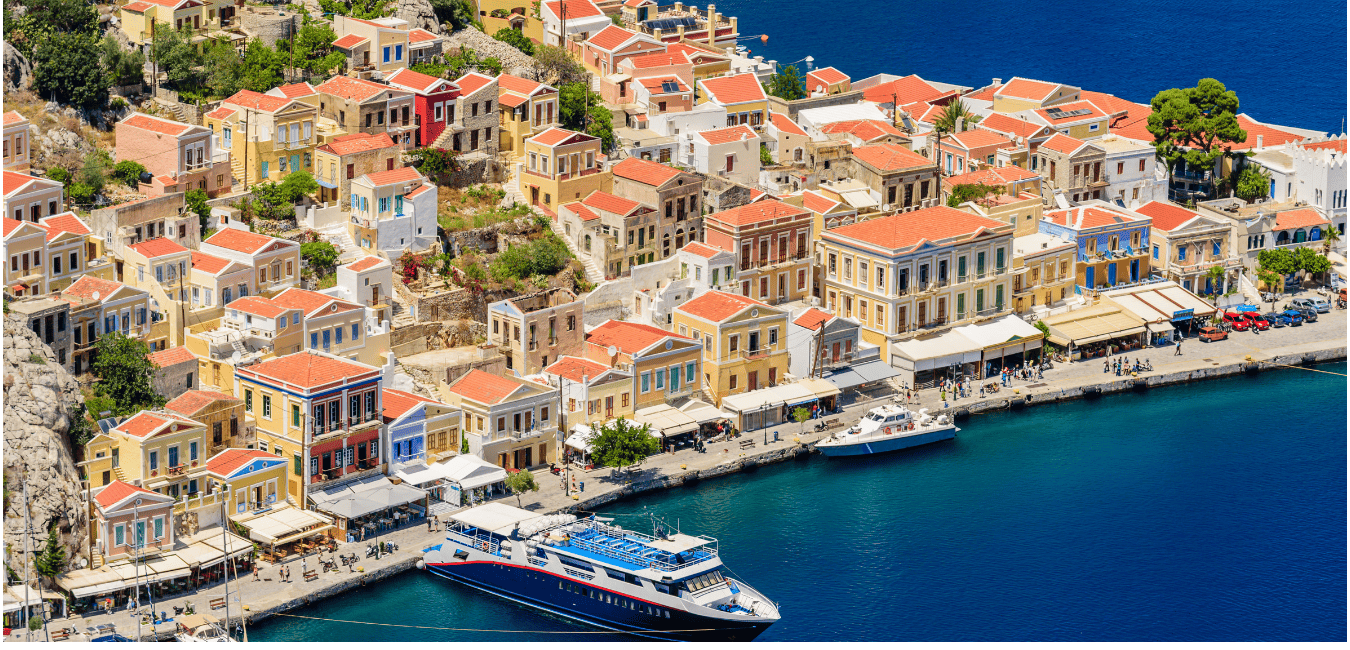 Overlooking Symi Town Waterfront