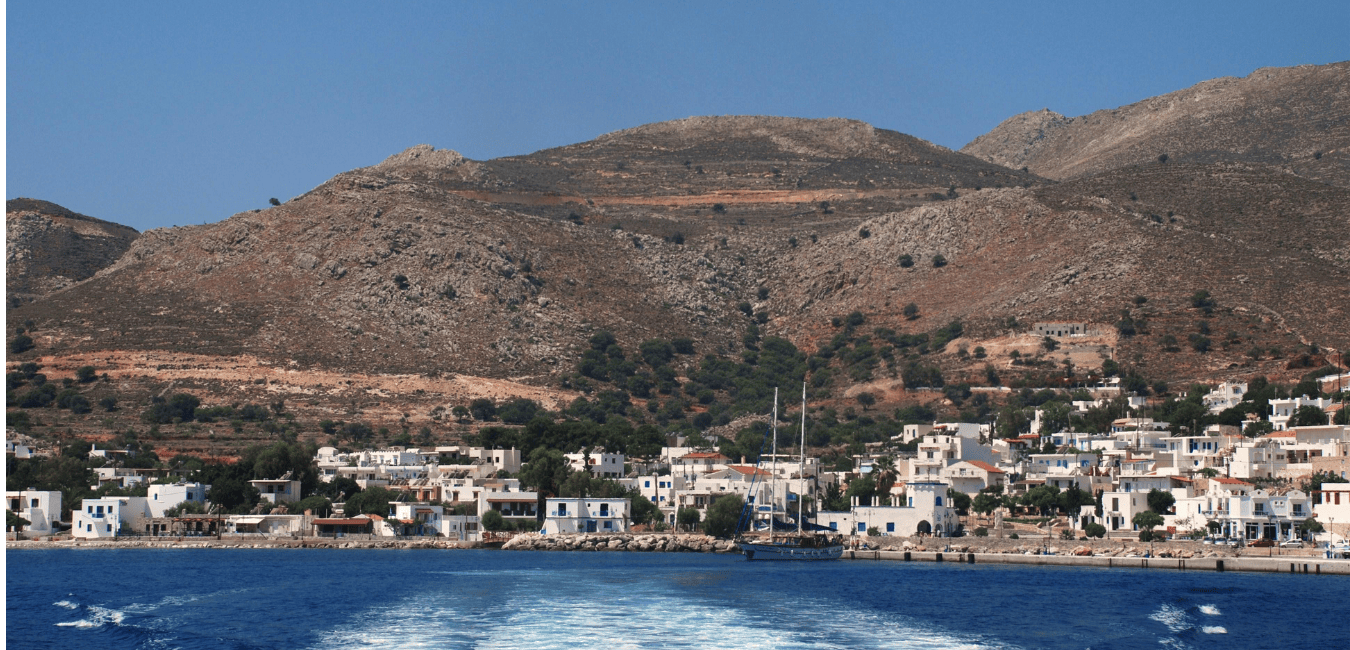 Looking back at Tilos from a ferry