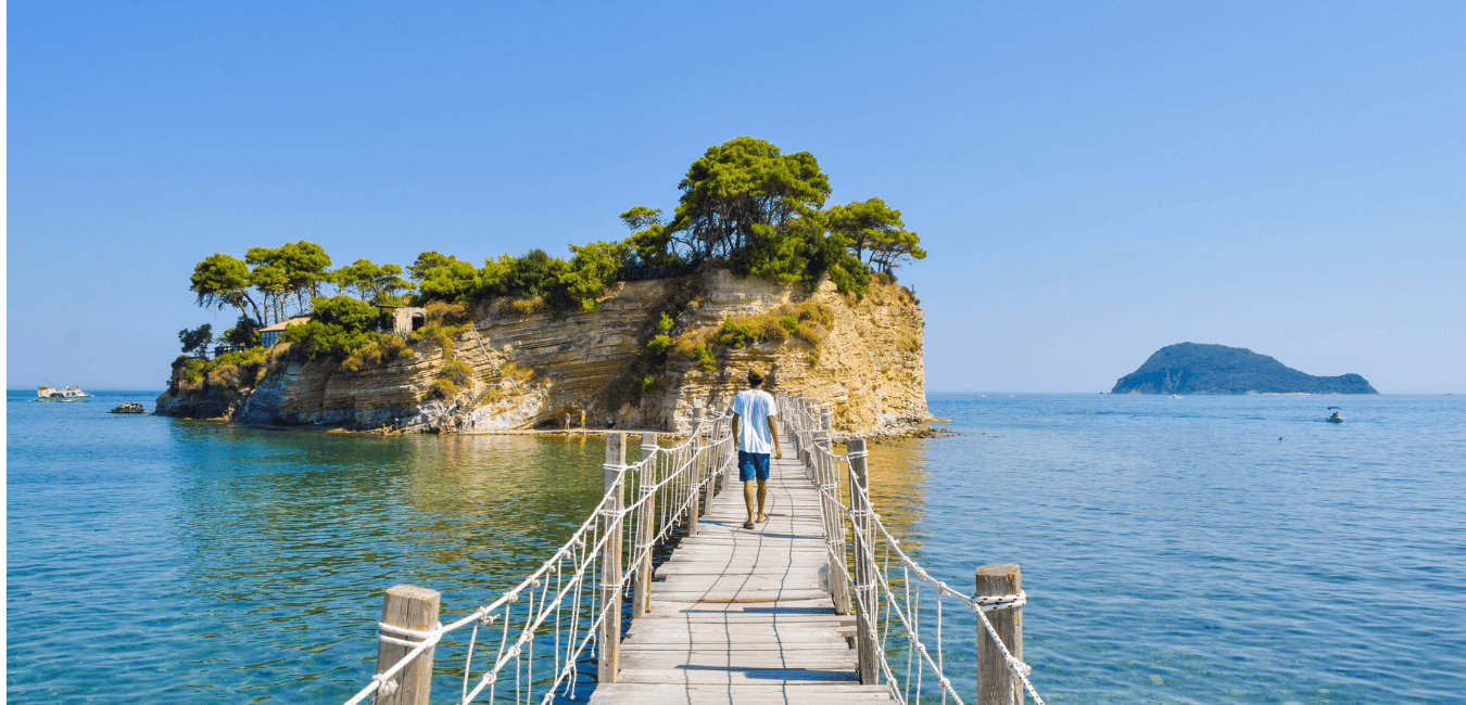 A Rope and plank bridge from Zakynthos to Agios Sostis